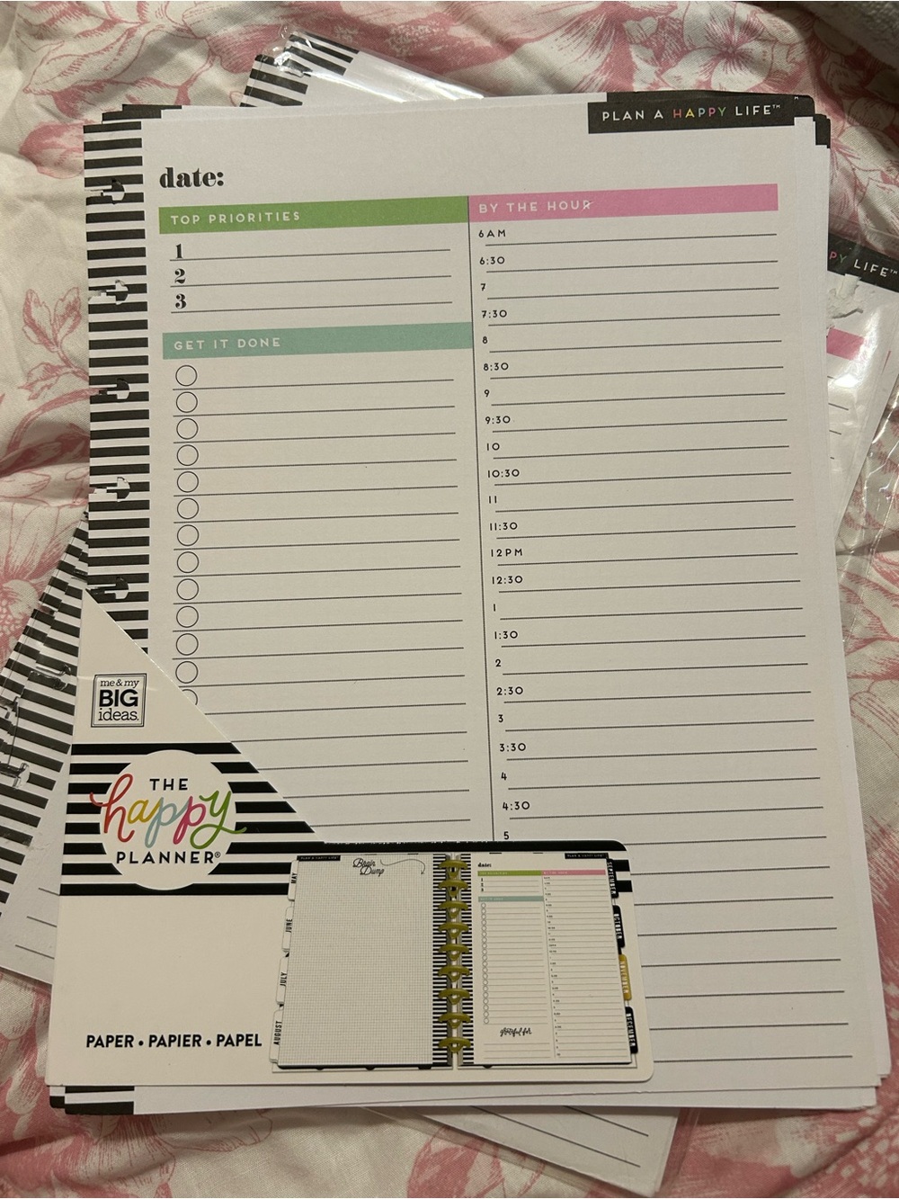The Happy Planner Daily To-Do Fill Paper Hourly Breakdown Brain Dump Priorities